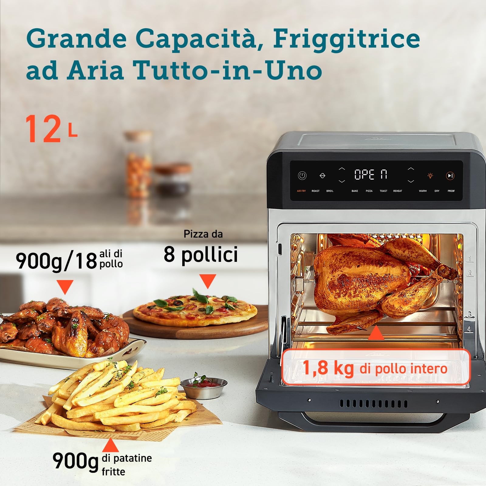 Cosori Friggitrice ad Aria 12 Litri Doppia Resistenza Forno Elettrico 11 foto 2