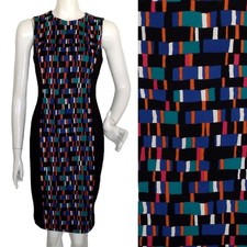 CALVIN KLEIN Dress, 4, Career, Black Scuba, Abstract/Geometric, Sleeveless