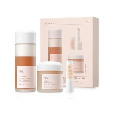 Dr. Ceuracle Vegan Kombucha Special Set - Essence, Gel Cream, Lip Balm - NEW