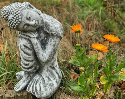 Steinfigur träumender Shiva Frostfest Steinguss Buddha Gartenfigur