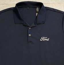 Ford Motors Script Logo Embroidered Mens XL Adidas Polo Shirt Bronco Mustang