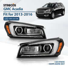 For 2013-2016 Gmc Acadia Halogen Headlight W Led Drl Projector Leftright Pair