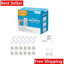 Adhesive Magnetic Cabinet Locks 12 Locks and 2 Keys