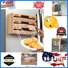 Magnetic Wrap Dispenser with Cutter and Labels, 3 in 1 Plastic Wrap, Aluminum...