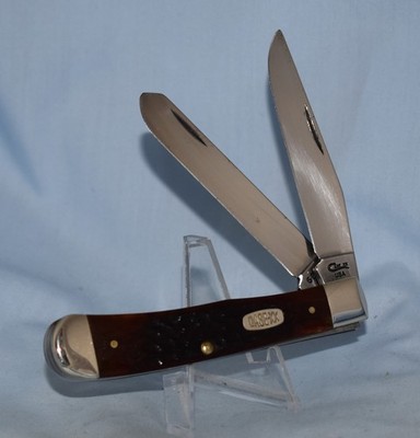 RARE VINTAGE CASE XX BONE LARGE TRAPPER KNIFE 6254 3 DOT 1997 ''NEAR MINT!!