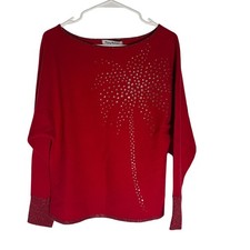Tommy Bahama Embellished Palm Tree Sweater Women's Size XS in Red New W/Out Tag 