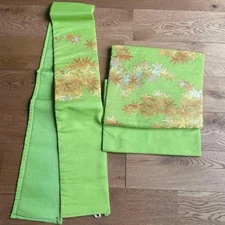Obi Attached obi yellow greenautumn leaves pattern Please read the description