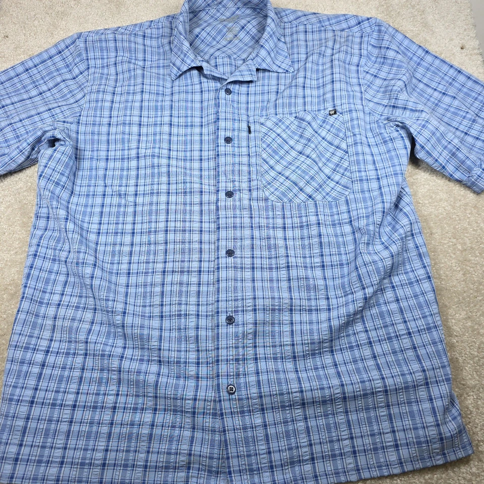 Blackhawk Warrior Wear 1700 衬衫男式 XL 蓝色格子纽扣短袖 — 第 2/4 张图片