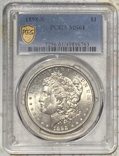 1898 S Morgan Silver Dollar PCGS MS61 Gold Shield