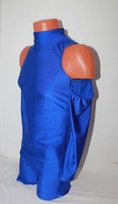 Men Short Unitard 268-14 High Collar Off-the-shoulder Royal Blue Spandex Size L