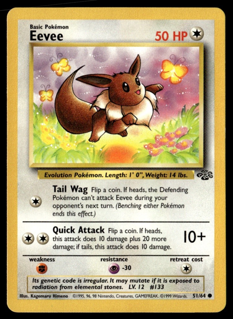 Eevee Common Unlimited Jungle 51/64 NM Pokémon TCG