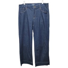 Chico's Wide Leg Trouser Jeans Dark Blue Wash High Rise Women's Plus Size 3 - 16