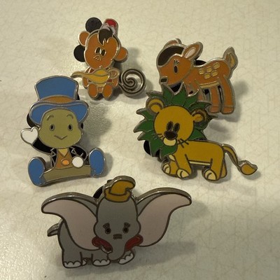 Lot Disney Pins Mini Cuties Cute Simba Dumbo Abu Bambi Jiminy Cricket