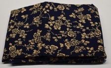 1/2 yard x 43" classic cottons NAVY BLUE TAN ROSES calico prairie vine floral