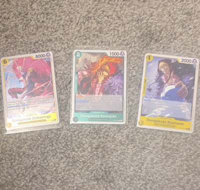 Bandai One Piece Card Game OP05 3-Card Character Lot Doflamingo/Rosinante Alt EN