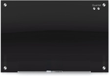 Magnetic Dry Erase Board, 36" X 24" Glass Whiteboard for Wall, Infinity, Black 