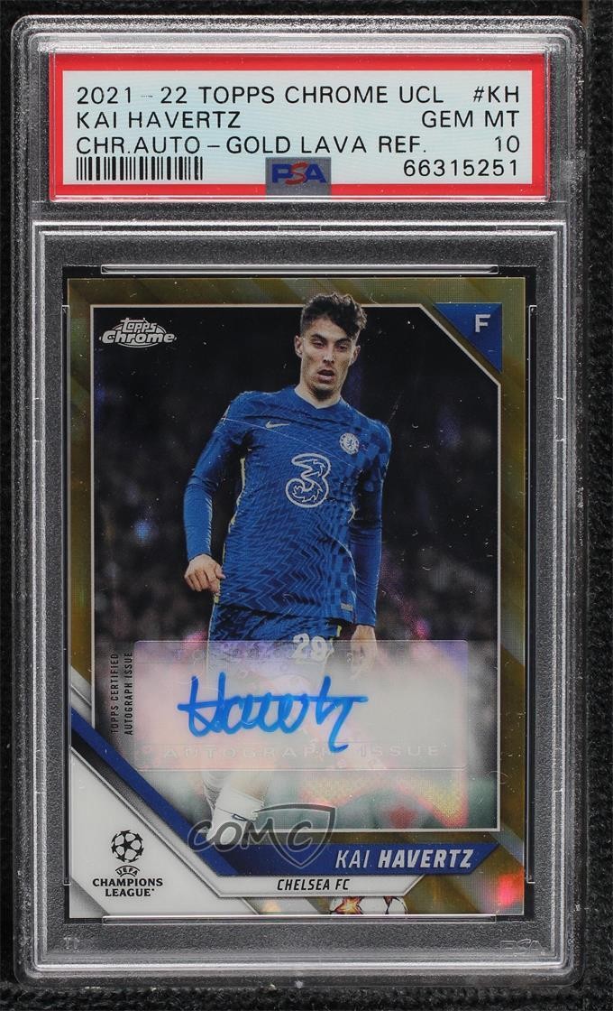 2021-22 Topps Chrome UCL Gold Lava Refractor Kai Havertz PSA 10 GEM MT Auto 14tf