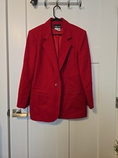 Sag Harbor 12 VTG Ladies RED Career Blazer 100 Pure New Wool Lined Pockets.