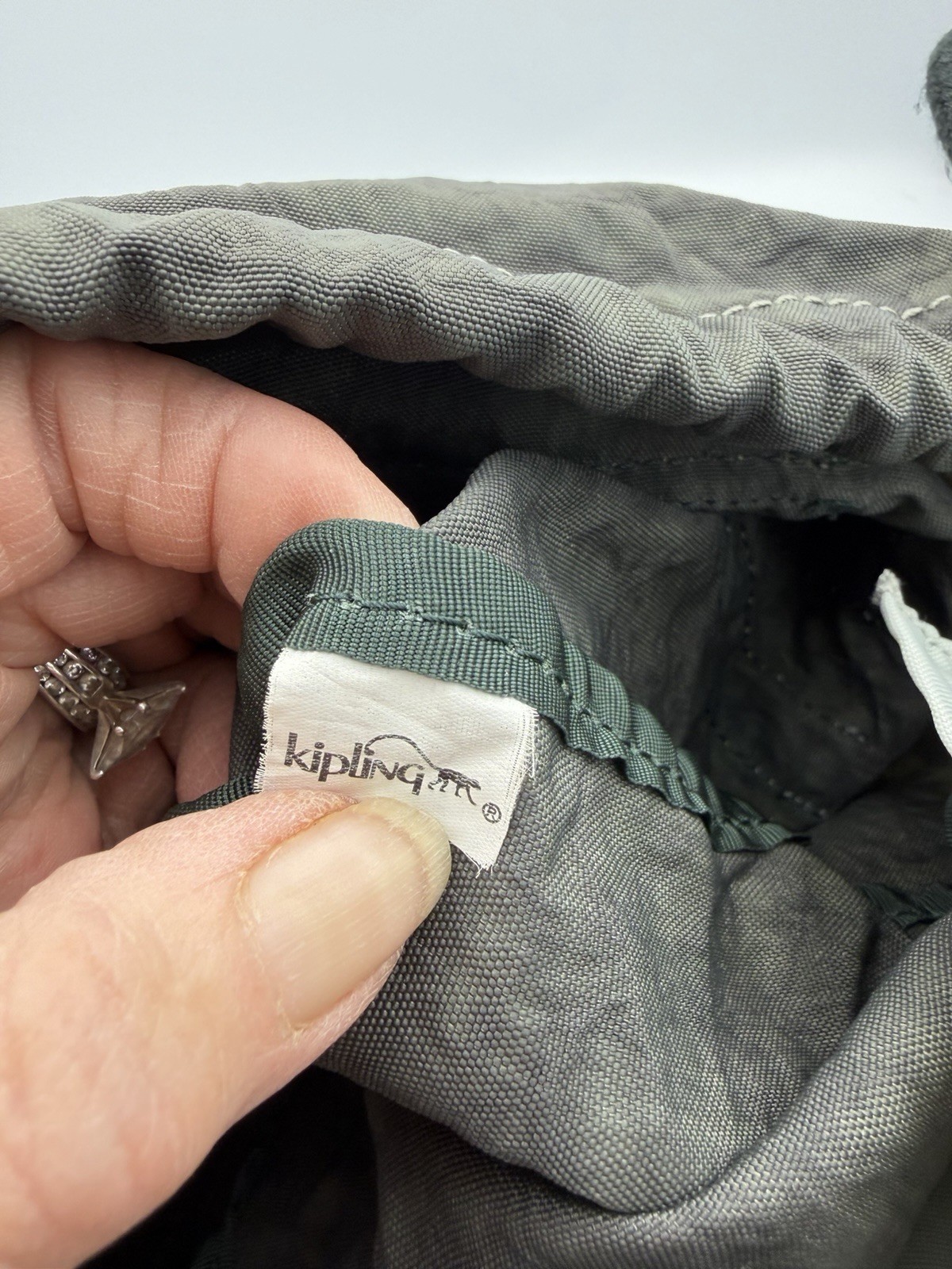Gray Kipling Backpack Drawstring Hook And Loop Ad… - image 21