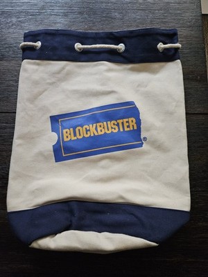 Vintage Blockbuster Canvas Drawstring Backpack Bag Promo Collectible