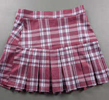 Trixxi Girl Plaid Pleated Skater Skirt w/ Shorts XL Maroon Check Schoolcore
