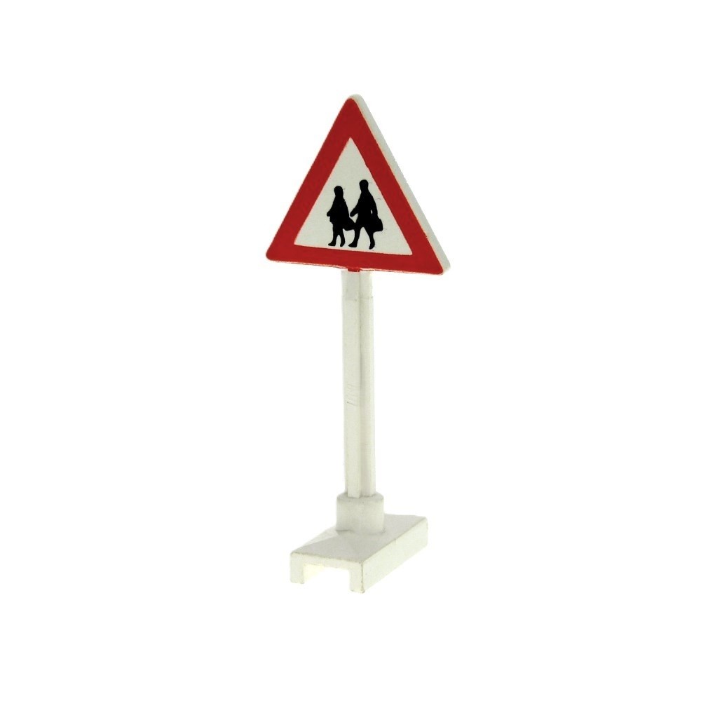1x Lego Traffic Street Sign Red White City Warning Pedestrian 649pb04