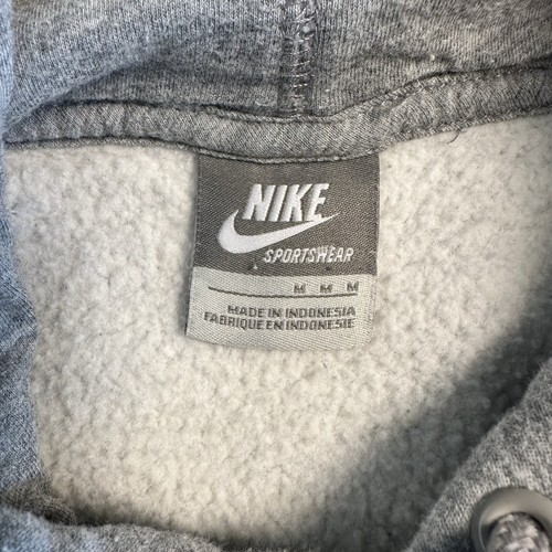 Vintage Nike Hoodie Men’s M Gray Tag Black Chenille Swoosh Logo Pullover - Picture 7 of 10