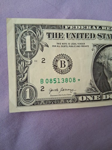 2017A $1 Star Note Fancy Uneven Print Ink Error Bleed One Dollar  - Picture 2 of 3