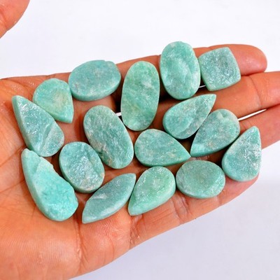 16 Pcs 315 Ct Natural Amazonite Druzy Loose Gemstone Lot 20x15-30x15 mm #R-14691