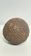 Ancienne Boule Lyonnaise En Bois Et Clous en Métal Pétanque Collection Déco