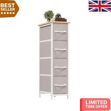 Eco-Friendly Narrow Chest of Drawers in Ash Grey - Stylish 4 Drawer Solution