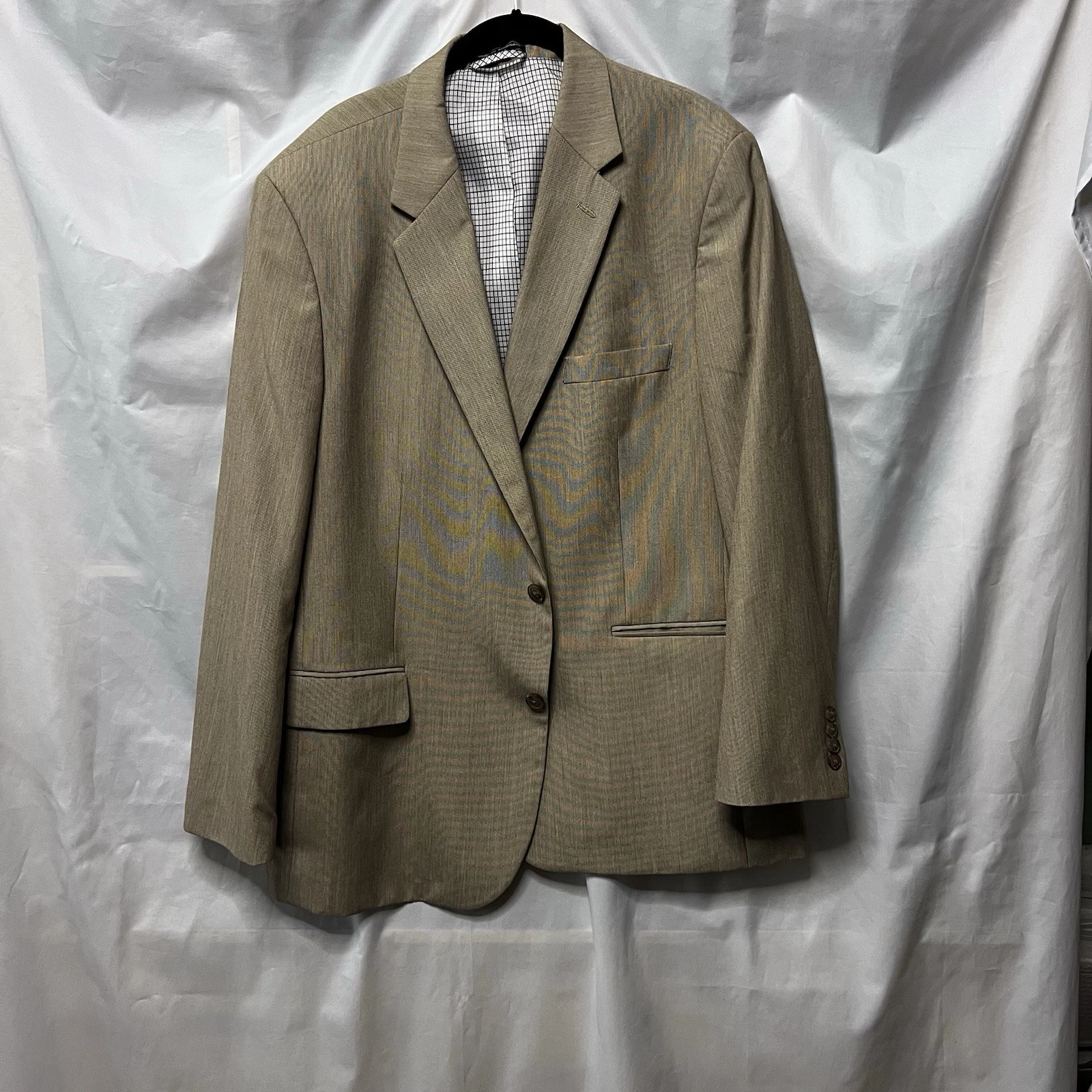Men’s Light Weight Cotton Blend Tan Blazer Size 46r Bert Pulitzer