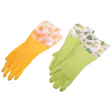 2 Pairs Dishwashing Cleaning Gloves - 15.8x5.9in Latex Kitchen Dish Gloves with