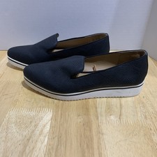 Franco Sarto Black Emboss Nubuck Leather Fabrina Sporty Loafer Shoes 7