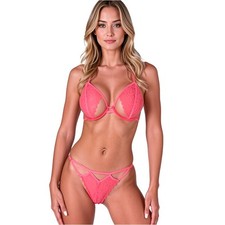 Passion Resilque - Underwear Bra  Pink Thong Suit L/XL