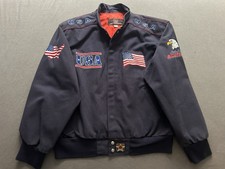 Vintage JH Design Spirit of America USA Flag Bomber Jacket Size L Made in USA