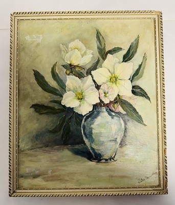 Original Mid Century Ölgemälde, Stillleben von Viola Thurston, signiert 