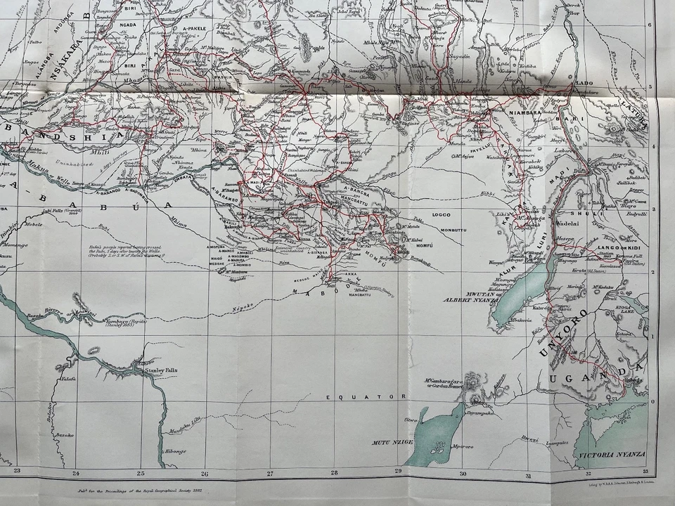 Antique map of Journeys of Dr W Junker between Upper Nile and Congo 1887 - Image 4 of 4