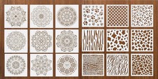 18 Pack Mandala Animal Stencil Set 8x8In Reusable DIY Craft Home Decor Templates