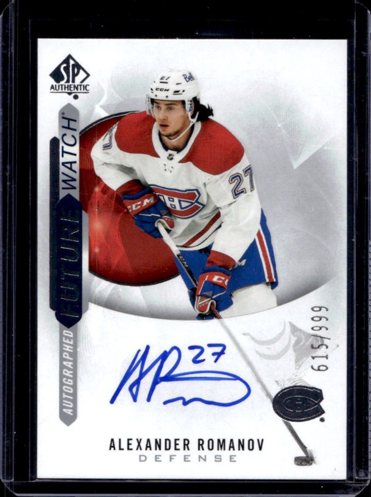 2020-21 SP Authentic Alexander Romanov Auto RC Future Watch #615/999 Canadiens