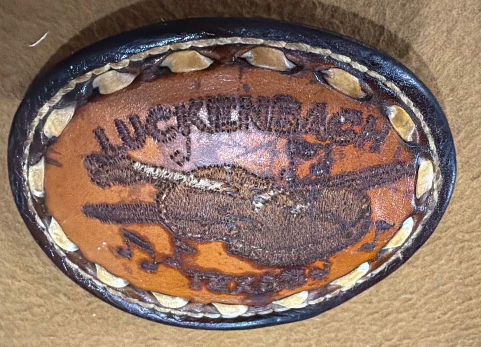 Hebilla de cinturón de cuero bordada vintage de violín/violín Koleaco Dallas años 80 Foto 2 de 4