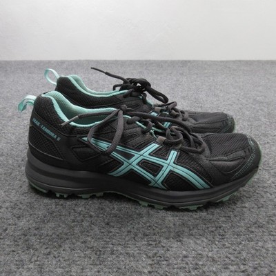 Asics Trail Tambora 5 Shoes Womens Size 7 Black Aqua Blue Trail Running Sneakers