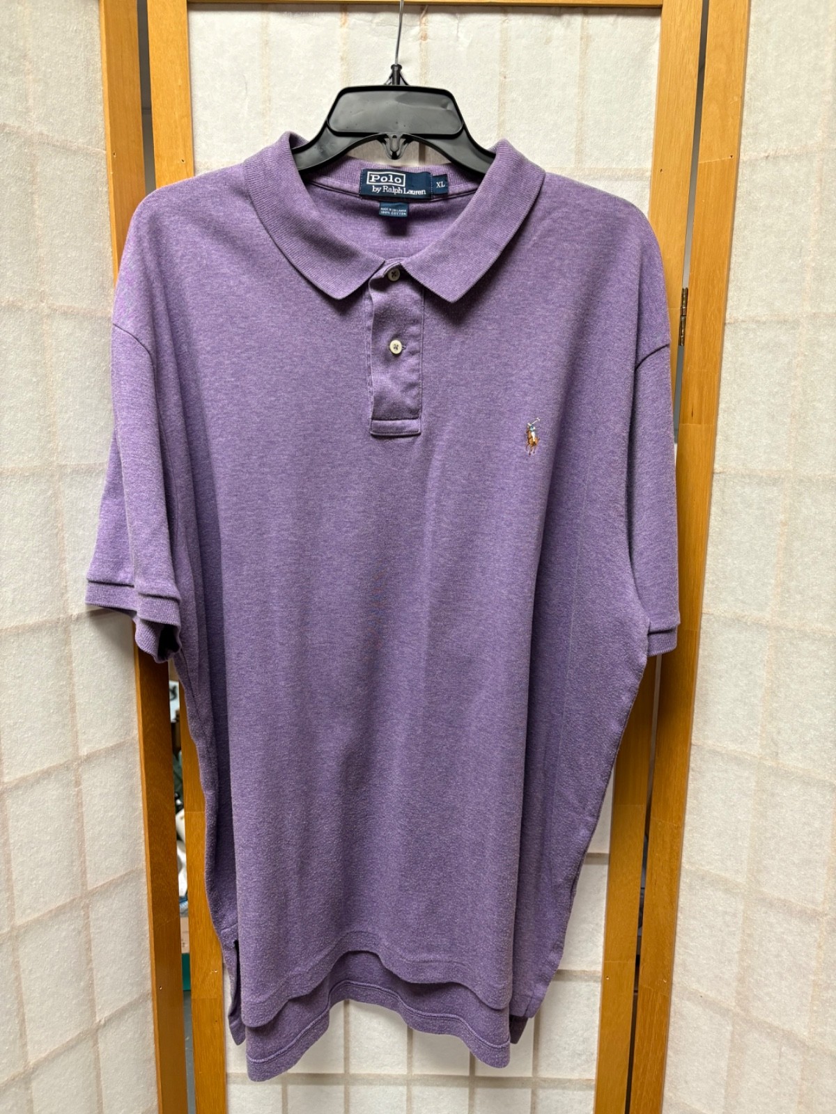 Polo Ralph Lauren camicia uomo XL viola manica corta logo pony