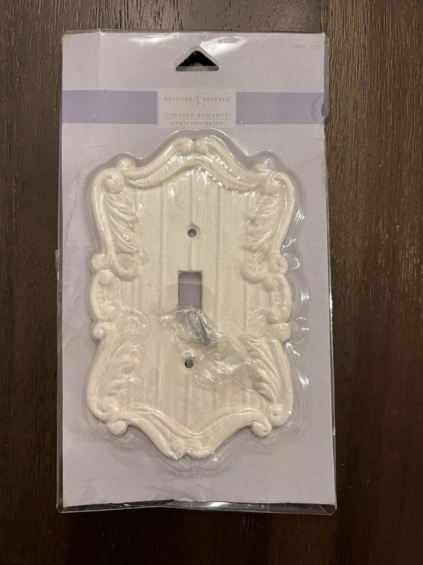 Restore & Restyle Vintage Romance Single Switch Plate Cream W/ Hardware New