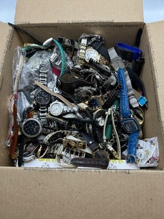 16 pound bulk box of watches for parts and repair.