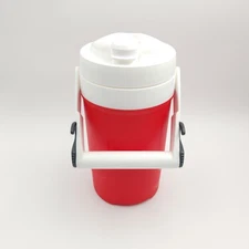 Igloo 1/2 Gallon Water Cooler Jug w/Hooks Red White Camping Sports Beverages EUC