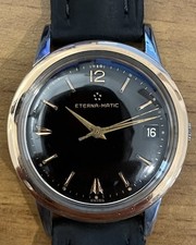 VINTAGE 1960'S ETERNA MATIC CAL 1422 ROSE GOLD CAPPED CASE 34,5 MM BLACK DIAL