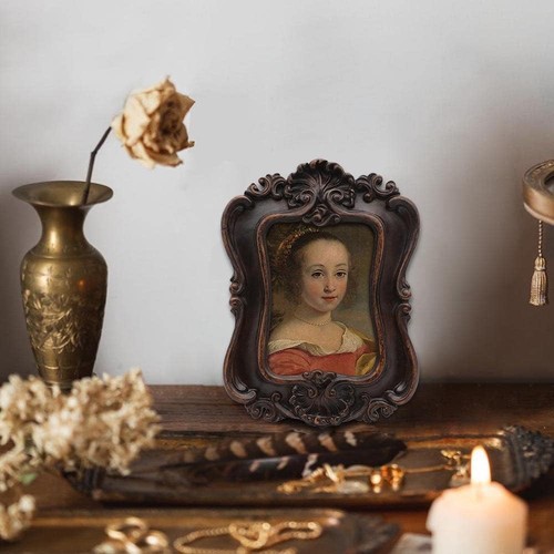 Small Vintage 2.5x3.5 Picture Frame, Mini Antique 2.5 x 3.5 Rectangle, Brown - Picture 4 of 7