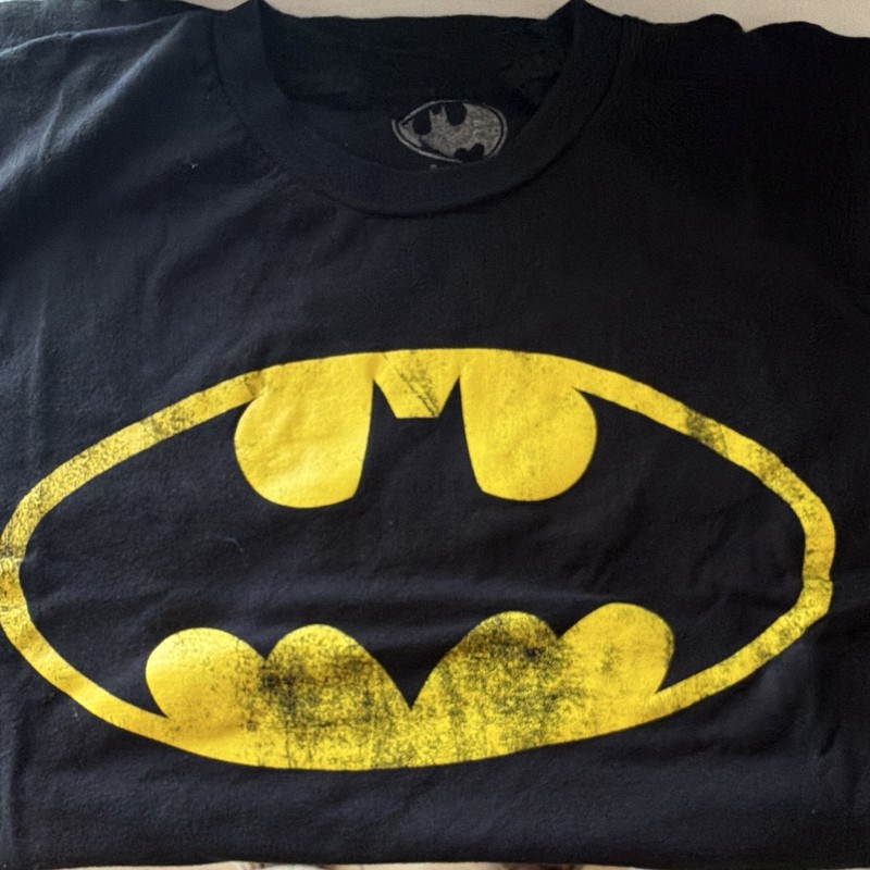 Batman Men's Black Yellow Graphic Logo Crew Neck Short Sleeve T-Shirt S