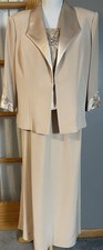 Vtg Montage Mon Cheri 2Pc Formal Outfit Gown Blazer Beaded Floral Lace Wedding